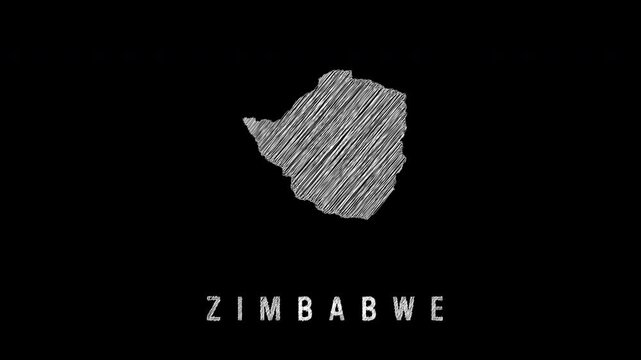 Zimbabwe country map with scribble drawing effect