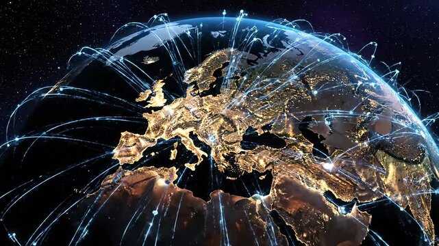 Digital connections span the globe, illustrating the interconnectedness of modern communication networks.