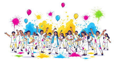 Fototapeta premium Vibrant Holi Street Scene