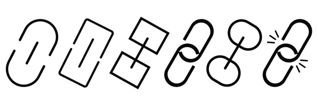 Web link icon set. Chain icons. Webpage URL link symbol eps 10 .