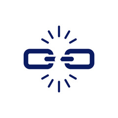Fototapeta premium A stylized icon of a chain link with rays emanating from the center isolated on transparent background