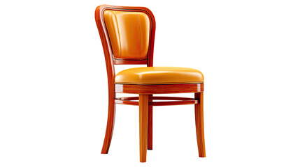 Fototapeta premium Elegant Chair Design: This captures a stunning view of an isolated wooden chair. The chair features a seat and backrest, constructed from dark, sturdy wood.