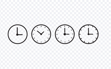 Fototapeta premium Minimalist Clock Line Icons Set Showing Different Time Styles
