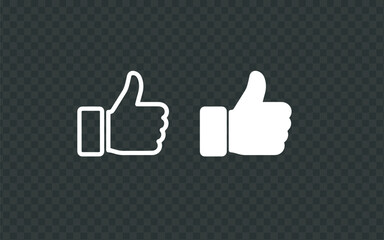 Obraz premium Thumbs Up Like Icon Outline and Solid Style on Transparent Background
