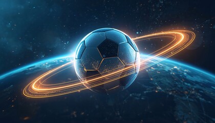 Glowing Football Sphere With Global Light Connections