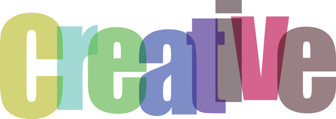 Creative typography in playful style with bright multicolor letters on white background for branding © ismaile226