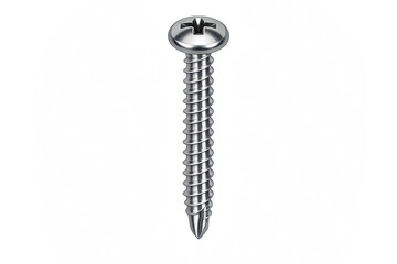 Shiny metal screw with Phillips head isolated on a black background, studio shot