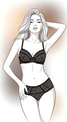 Elegant Woman in Lingerie - A Fashion Illustration.