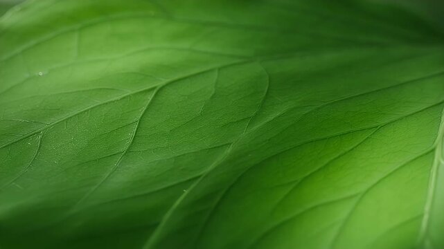 Macro photograph showcasing the vibrant green texture and intricate venation of a leaf
