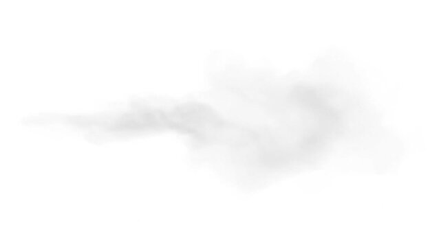 Delicate white smoke cloud isolated on a pure background, ideal for overlaying designs, offering an ethereal and soft texture element for creative projects and visual effects