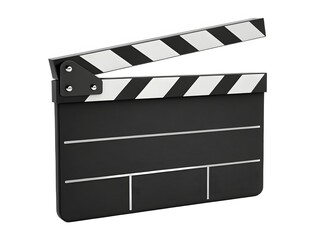 Fototapeta premium Isolated black movie clapper board on a white background for Hollywood cinema production and video industry action