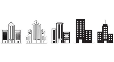 Obraz premium Black and white city skyline with various buildings and buildings in different styles and styles.