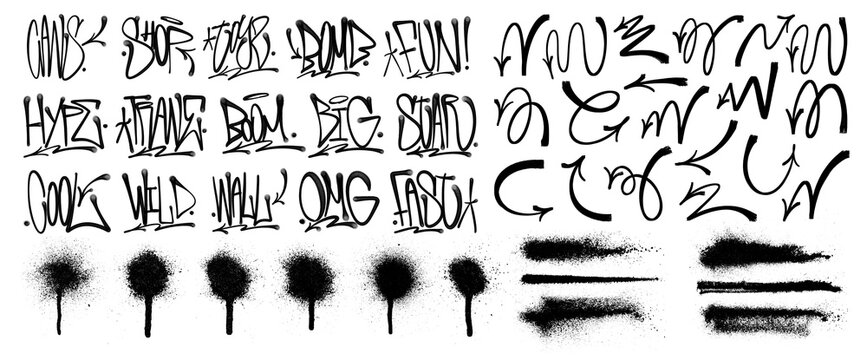 Spray Paint art Collection, tags and line set