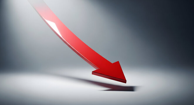 Spotlight on Decline: Dramatic Down Arrow
Focused Fall: Arrow Under the Light
Dramatic Downturn: Red Arrow and Spotlight