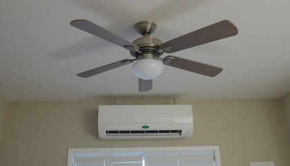 Modern ceiling fan with light and air conditioning unit