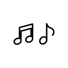Simple vector icons representing music: a pair of eighth notes and a single eighth note. Classic musical symbols for melody, rhythm, and sound design.