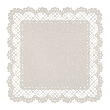 Square white Lace Doily with Paper texture. Isolated Coquette aesthetic elements