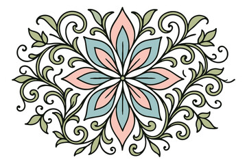 Fototapeta premium Elegant floral and vine decorative pattern with soft pastel colors