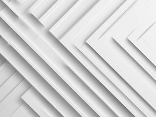 Fototapeta premium Abstract white geometric diagonal layers and shadows create depth and movement