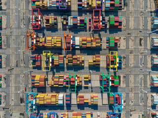 Aerial view of the cargo terminal of Tianjin Port
