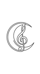Crescent Moon and Treble Clef - A Minimalist Music Symbol.