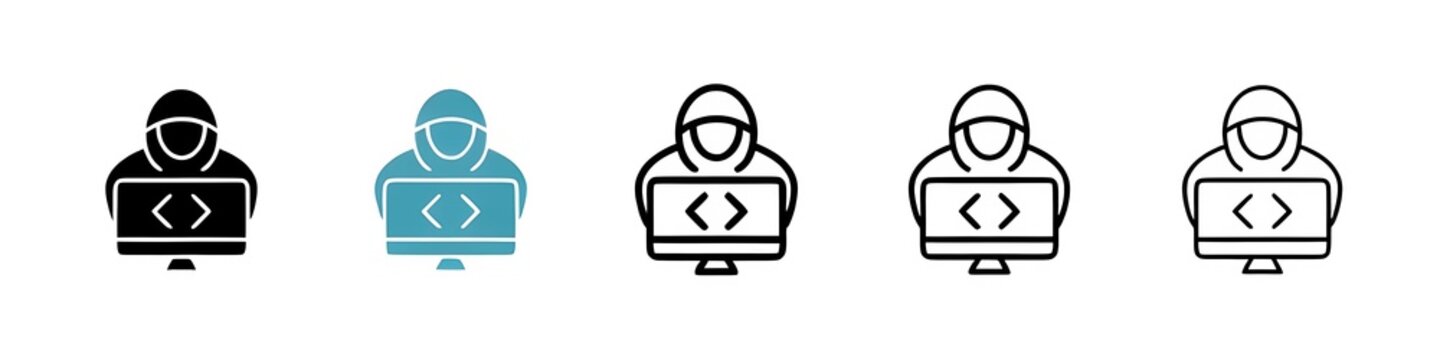 Hacker line icon vector set. Thin line customizable illustration. Contour symbol. Vector isolated outline drawing. Editable stroke
