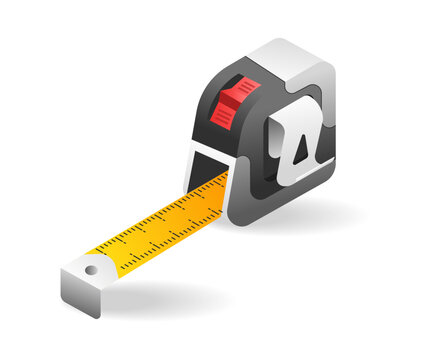 Flat 3d concept isometric illustration of handyman tool roll meter