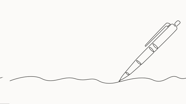 pen continuous one line drawing video, Ball pen continuous one line drawing minimalist office writing outline vector illustration, minimalist outline vector design..
