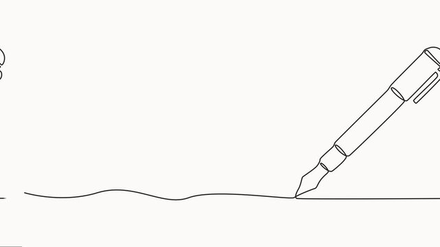 pen continuous one line drawing video, Ball pen continuous one line drawing minimalist office writing outline vector illustration, minimalist outline vector design..