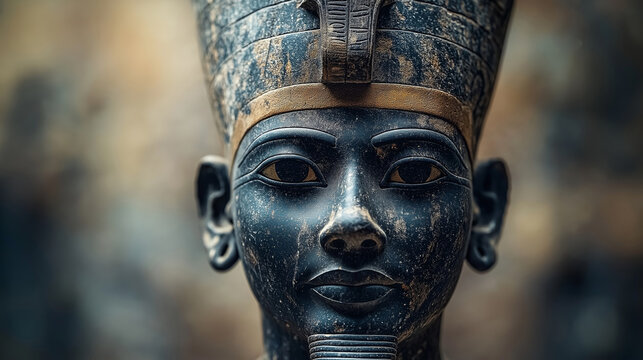Egyptian blue granite statue of a pharaoh