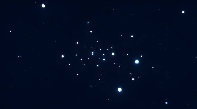 A dark navy blue night sky scattered with bright glowing stars and celestial bodies