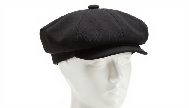 Pork pie hat displayed on a mannequin head against a white background