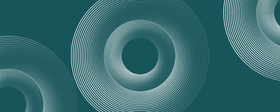 Abstract green glowing geometric lines on gray background. Modern shiny blue circle lines pattern. Futuristic technology concept. Suit for cover, poster, banner, brochure, header, website vector