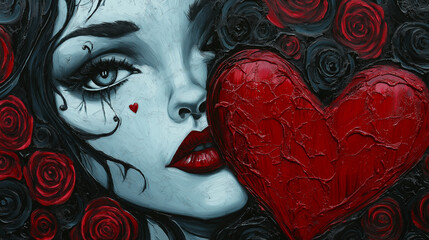 wampir, kobieta, serce, walentynki, mroczny, 