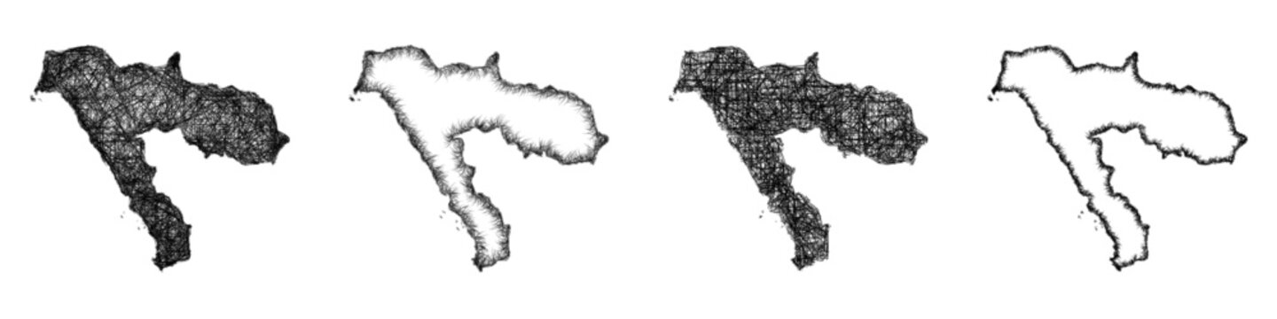Sketch Tabuk outline map design set
