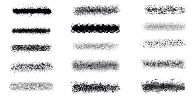 Black splashes isolated lines, aerosol splashes of various sizes to create special effects on a white background. Vector illustrations of lines.