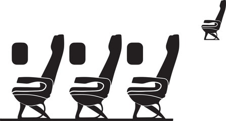 Minimalist airplane seats with one empty seat illustration isolated on white background, Vector, illustration