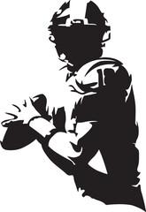 Dynamic black silhouette of baseball player catching ball isolated on white background, Vector, illustration