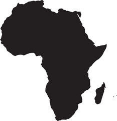 Minimalist silhouette map of africa isolated on white background, Vector, illustration