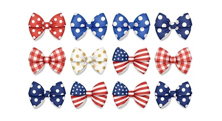 Fototapeta premium American patriotic ribbon bows for independence day