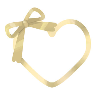 Gold ribbon heart shape fream 