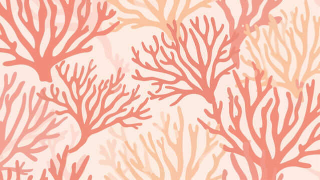 Beautiful seamless coral reef pattern with delicate underwater branches.