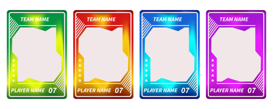 Stylish collection of baseball frames for sports trading cards with white background, universal vector frames for photos of American football, basketball, hockey and volleyball players