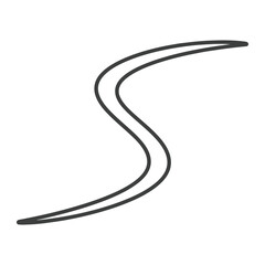A black line drawing of a curved s shape