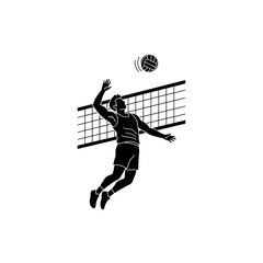 Obraz premium Volleyball Player Spike Silhouette Athletic Action Sport Icon