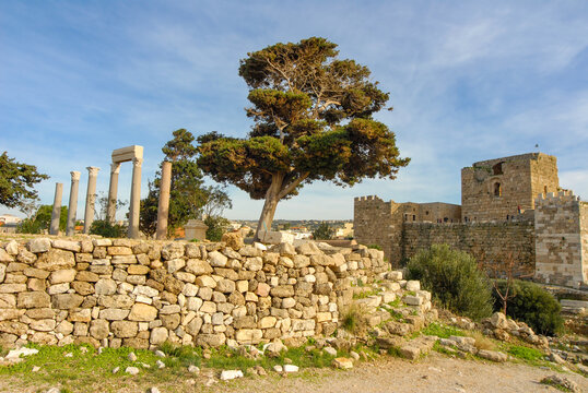Roman ruins in front of Crusader's Castle, Biblos, Lebanon
