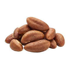 Obraz premium Pile of Fresh Brazil Nuts Isolated on White Background, Showcasing Healthy, Delicious, and Natural Whole Food Snack for a Balanced Diet and Nutritional Benefits