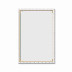Obraz premium Back of blank white canvas on wooden stretcher bars; back view of stretched canvas frame for painting or photo printing; art supply