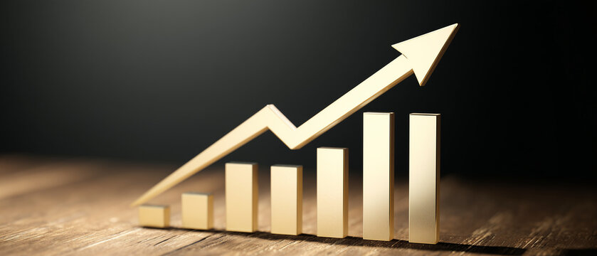 Representa&ccedil;&atilde;o de gr&aacute;fico em alta simbolizando avan&ccedil;o financeiro, valoriza&ccedil;&atilde;o de mercado e crescimento empresarial em ambiente corporativo