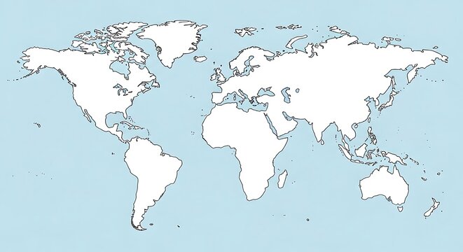 World Map Outline - A Blank Canvas for Global Exploration and Education.